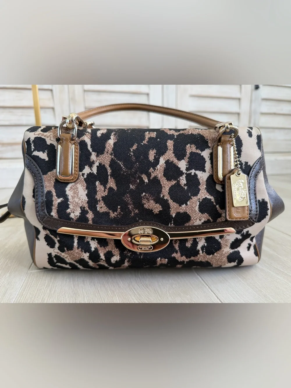 Coach Madison Ocelot Leopard Satchel 25642